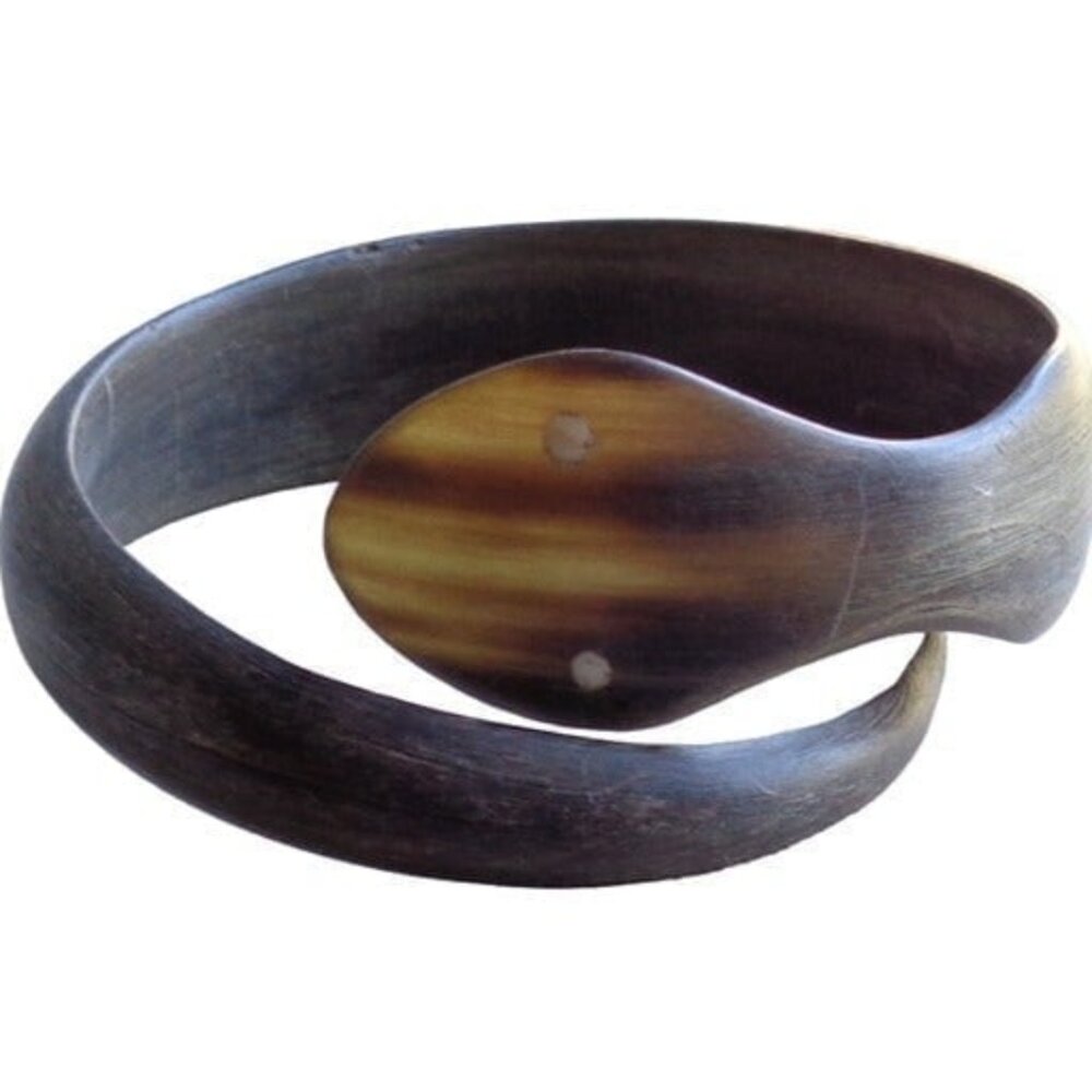 Handmade Water Buffalo Horn Snake Serpentine Wrap Cuff Bracelet Statement Boho